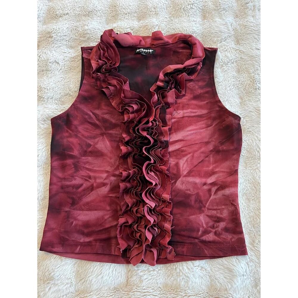 Dollhouse Women's Tie-Dye Ruffle Sleeveless Top Size M Blouse
